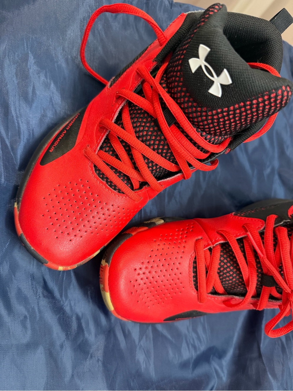 Under Armour Kids Red and Black High-Top Sneakers